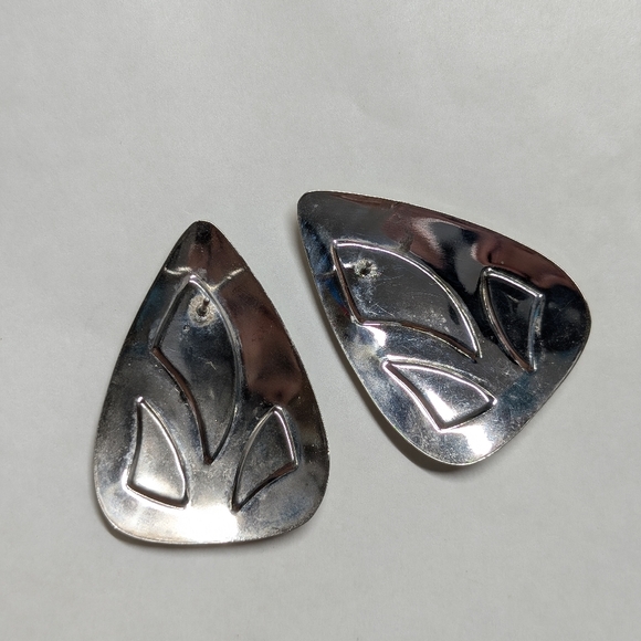 Vintage silver earrings large triangle Art Deco - Picture 3 of 6